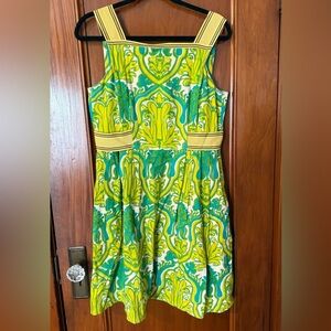 VTG 70s Groovy Custom Made Knee Length Dress Zip Back Top Lined W/Pockets Mod